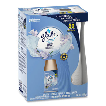 Glade® Automatic Air Freshener Starter Kit, Spray Unit And Refill, Clean Linen, 6.2 Oz, 4-carton freeshipping - TVN Wholesale